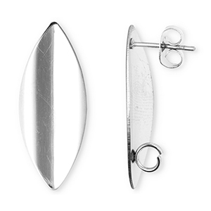 Fornituras acero inox pendientes ovalado largo con anilla Plateado