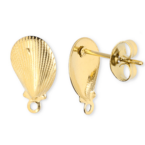 Fornituras acero inox pendientes conchas con anilla Dorado