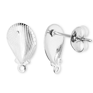 Fornituras acero inox pendientes conchas con anilla Plateado