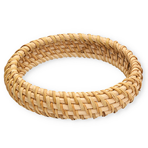 Pulseras bangle de rat&aacute;n Beige natural