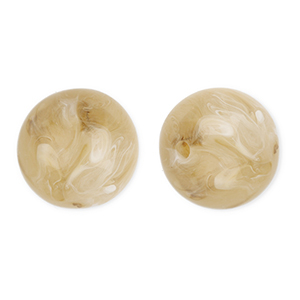 Abalorios acr&iacute;licos 16 mm redondos Marr&oacute;n beige-m&aacute;rmol