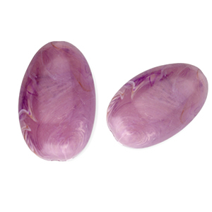 Abalorios acr&iacute;licos ovalado largo P&uacute;rpura-marr&oacute;n-m&aacute;rmol
