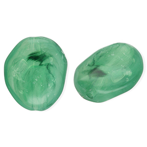 Abalorios acr&iacute;lico con forma de huevo Verde oscuro-m&aacute;rmol