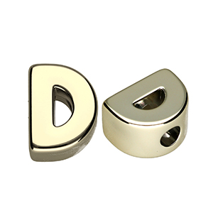 Abalorios alfabeto acr&iacute;lico letra D Dorado