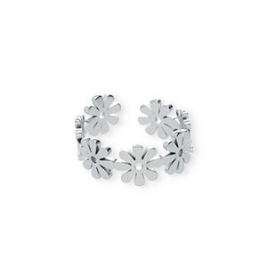 Anillos Acero Inox flor Plateado