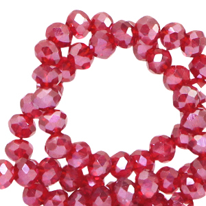 Abalorios faceteados disco 8x6mm Torte de pasas roja-revestimiento &aacute;mbar