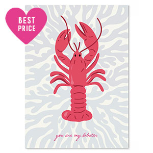 Tarjetas para joyer&iacute;a "you are my lobster" Azul-rojo