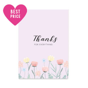 Tarjetas para joyer&iacute;a "Thanks for everything" Lila