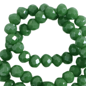 Abalorios faceteados disco 4x3 mm Verde cadmio-revestimiento pearl shine