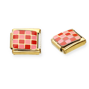 Acero Inox link-eslab&oacute;n para pulsera italiana con dijes Acero Inox bloques Dorado-rosa-rojo