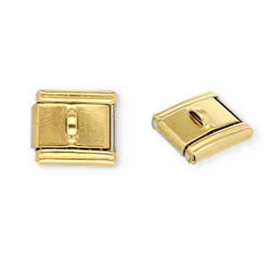 Acero Inox link-eslab&oacute;n para pulsera italiana con dijes Acero Inox con anilla Dorado