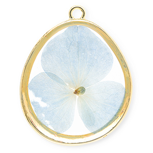 Colgantes con flores secas con forma de huevo Dorado-azul claro