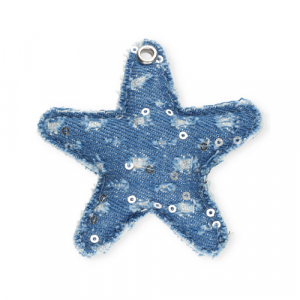 Colgantes trendy estrella look denim Azul denim