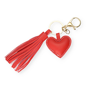 Llavero coraz&oacute;n con borlas Rojo-dorado