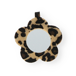Colgantes llamativos espejo flor con estampado leopardo Beige-marr&oacute;n oscuro-negro