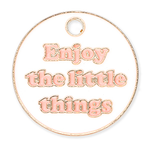 Colgantes met&aacute;licos "Enjoy the little things" Dorado-blanco-rosa claro