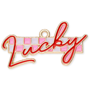 Colgantes met&aacute;licos "Lucky" Dorado-rojo-blanco-rosa