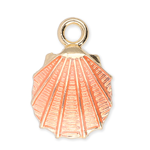 Colgantes met&aacute;licos concha Dorado-melocot&oacute;n rosa