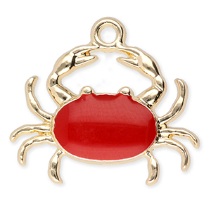 Colgantes met&aacute;licos cangrejo Dorado-rojo