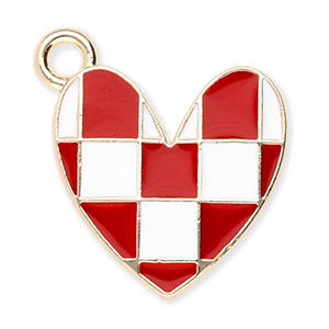 Colgantes met&aacute;licos coraz&oacute;n con cubitos Dorado-rojo-blanco