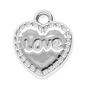 Colgantes met&aacute;licos coraz&oacute;n "Love" Plateado