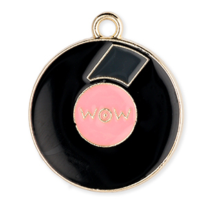 Colgantes met&aacute;licos LP "Wow" Dorado-negro-rosa