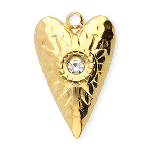 Colgantes Acero Inox coraz&oacute;n Dorado-transparente