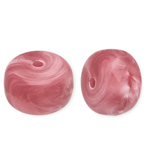 Abalorios acr&iacute;licos disco Rosa c&aacute;lido-m&aacute;rmol