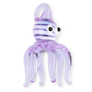 Colgantes de vidrio pintados a mano pulpo P&uacute;rpura claro transparente
