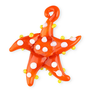 Colgantes de vidrio pintados a mano estrella de mar Naranja-blanco-amarillo