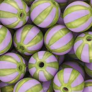 DQ&reg; Abalorios acr&iacute;licos 16 mm con rayas P&uacute;rpura-verde olivia