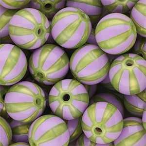 DQ&reg; Abalorios acr&iacute;licos 12 mm con rayas P&uacute;rpura-verde olivia