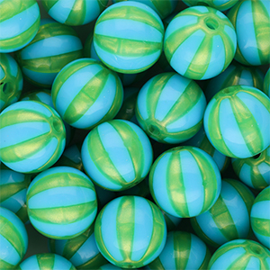 DQ&reg; Abalorios acr&iacute;licos 12 mm con rayas Azul-verde