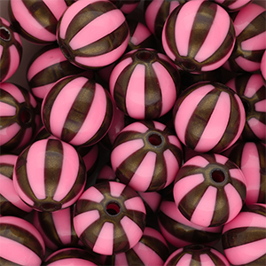 DQ&reg; Abalorios acr&iacute;licos 12 mm con rayas Rosa-marr&oacute;n dorado