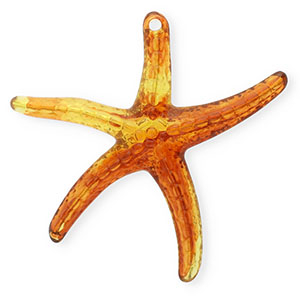 Colgantes acr&iacute;licos estrella de mar Marr&oacute;n &aacute;mbar
