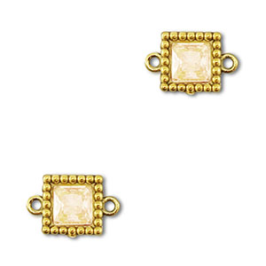 Entrepiezas acero Inox zirc&oacute;n cuadrado Dorado-naranja claro