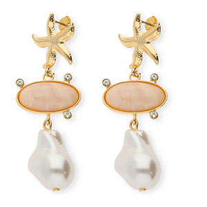 Pendientes trendy con perno de acero inox Dorado-beige-blanco