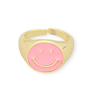 Anillos Must-have esmalte smiley Rosa-dorado