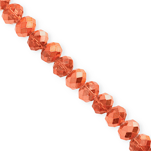 Abalorios faceteados disco 8x6mm Naranja coral-revestimiento pearl shine