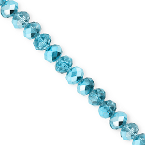 Abalorios faceteados disco 6x5mm Azul verdoso-revestimiento pearl shine