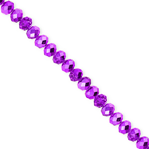 Abalorios faceteados disco 4x3mm P&uacute;rpura oscuro-revestimiento pearl shine
