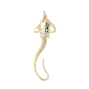 Metal TQ lat&oacute;n colgante mantarraya con strass Dorado-transparente