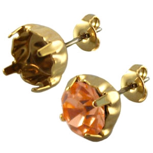 Pendientes para chat&oacute;n Swarovski SS39 Dorado