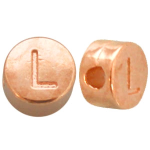Abalorios letras met&aacute;licos DQ L Oro rosado (sin n&iacute;quel)