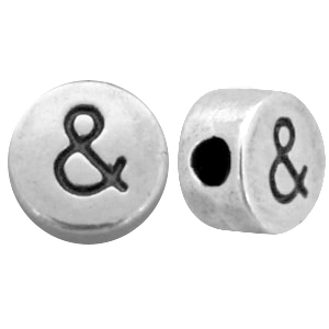 Abalorios letras met&aacute;licos DQ & Plata vieja (sin n&iacute;quel)