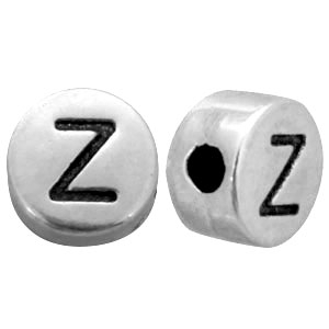 Abalorios letras met&aacute;licos DQ Z Plata vieja (sin n&iacute;quel)