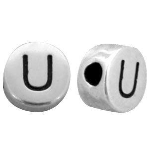 Abalorios letras met&aacute;licos DQ U Plata vieja (sin n&iacute;quel)