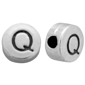 Abalorios letras met&aacute;licos DQ Q Plata vieja (sin n&iacute;quel)