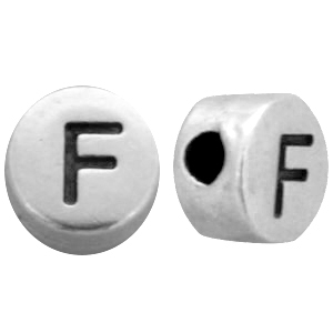 Abalorios letras met&aacute;licos DQ F Plata vieja (sin n&iacute;quel)