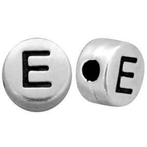 Abalorios letras met&aacute;licos DQ E Plata vieja (sin n&iacute;quel)